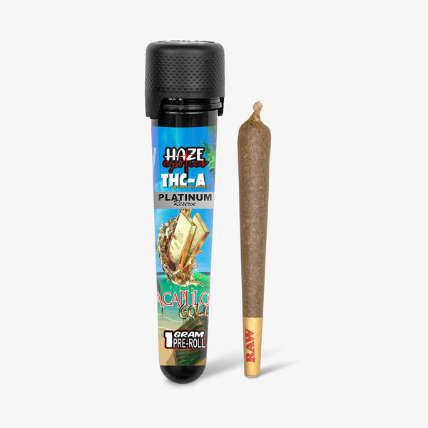 haze exotics platinum reserve thc-a flower acapulco gold 1 gram preroll