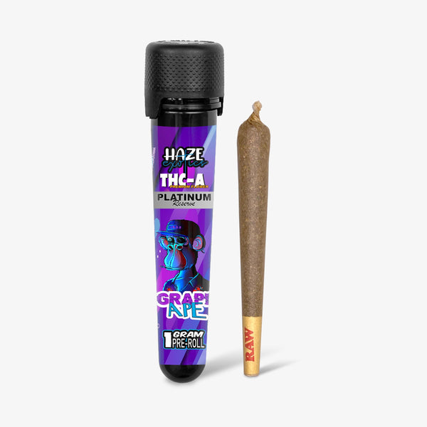 haze exotics platinum reserve thc-a flower grape ape 1 gram preroll