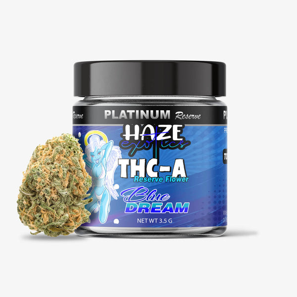 thc-a flower haze exotics platinum blue dream 3.5g jar