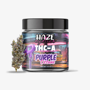 haze exotics thc-a flower purple octane 3.5 gram jar