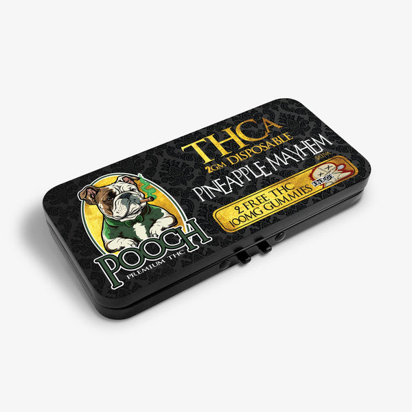 THC-A DISPOSABLE 2g / PINEAPPLE MAYHEM / TWO 100 MG D8 GUMMIES / REVENGE / POOCH